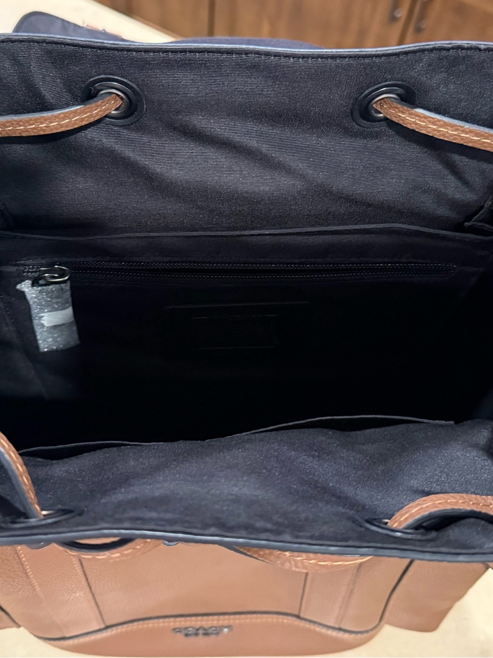 Coach Tan Pebbled Leather Backpack with Buckle Flap - Picture 3 of 3